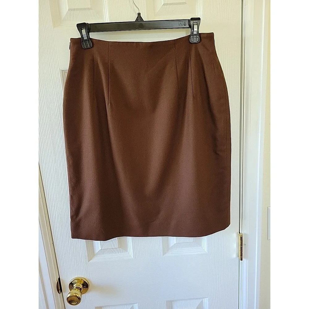 Vintage Talbots Brown Wool Skirt Suit Set Made in USA‎ Size 12 Double Breasted